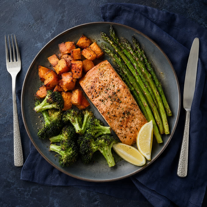 Salmon and vegetables from the meal library